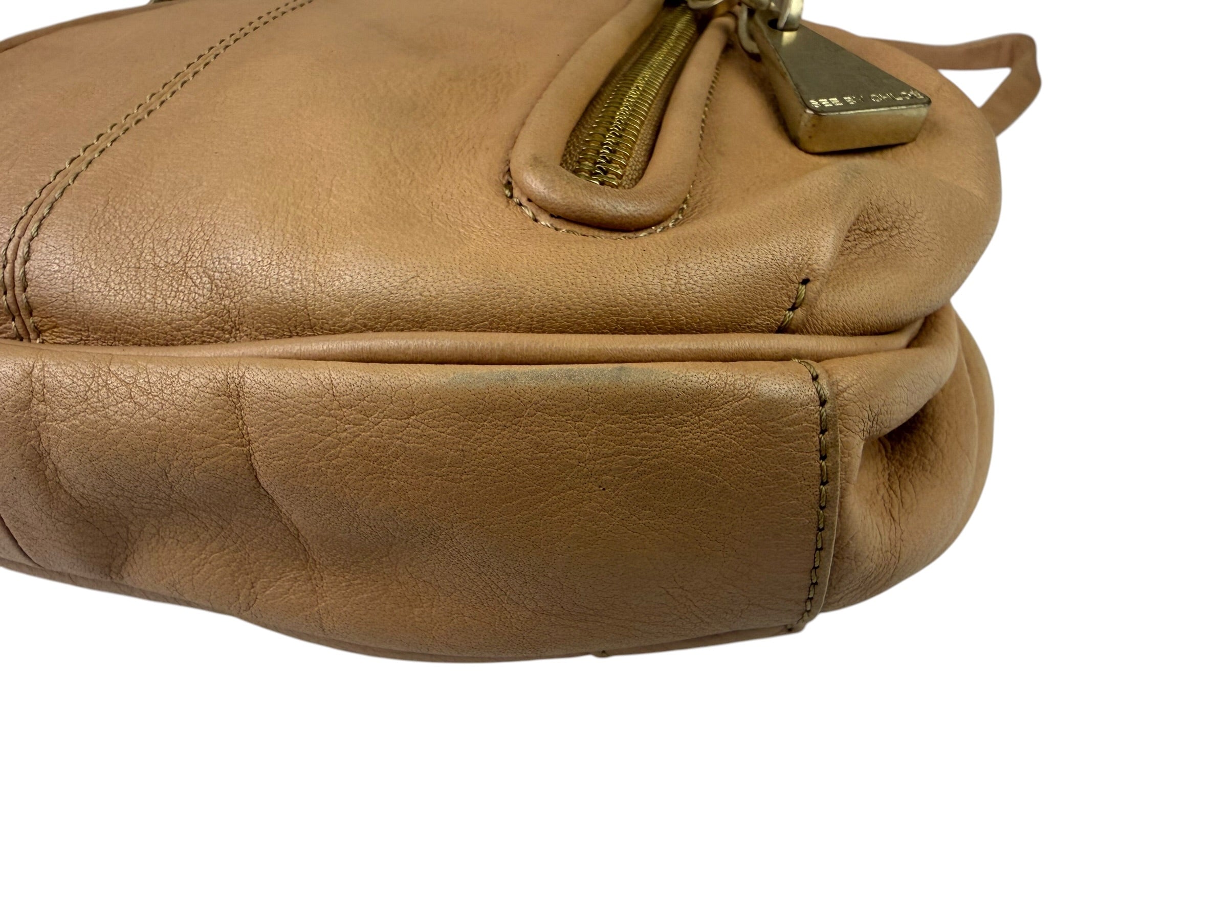 Chloe Orange Beige Calfskin See By Chloe Cherry Drawstring Saddle Crossbody Bag