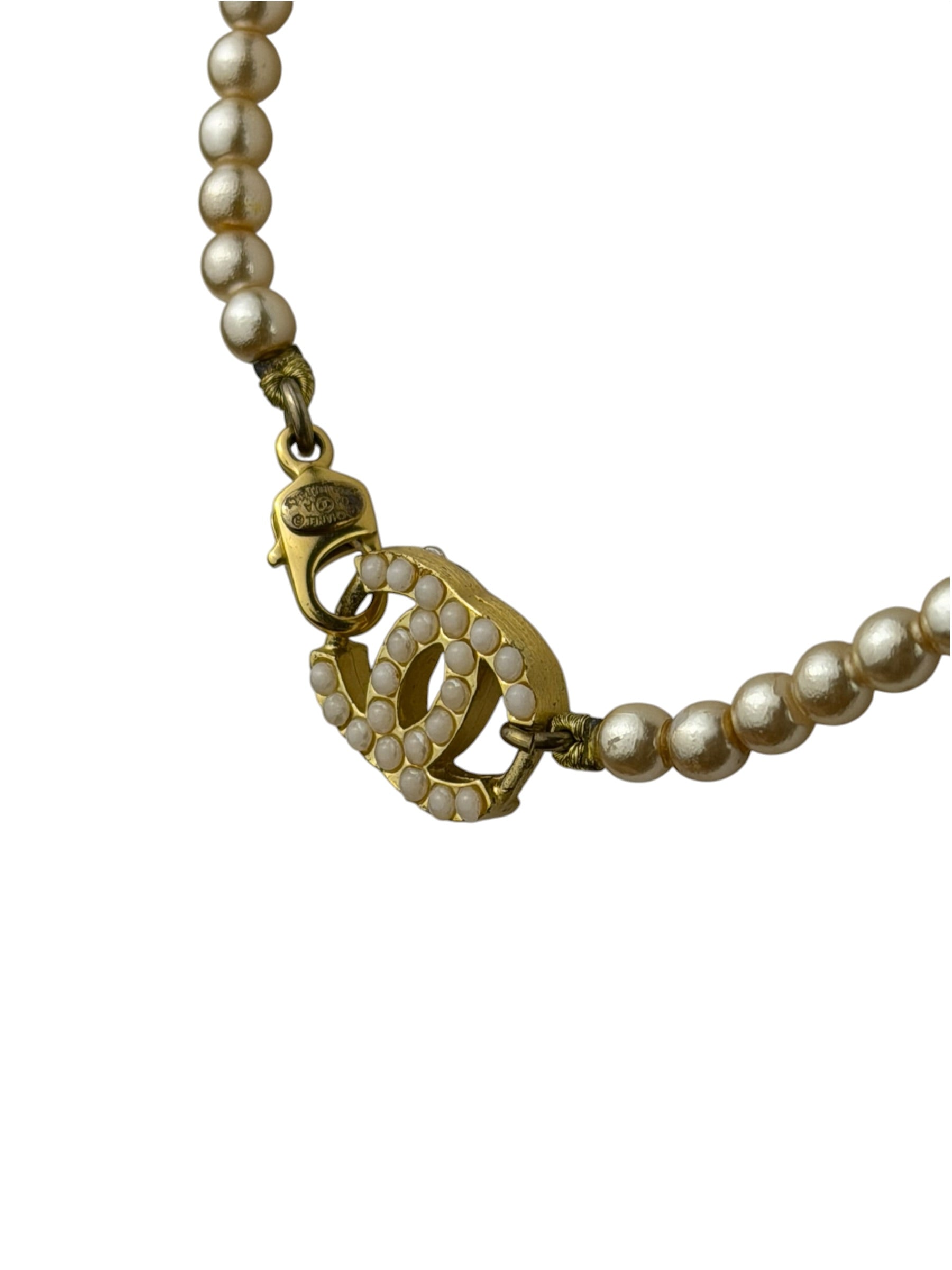 Chanel Vintage Coco Pearl/CC Pendant Necklace