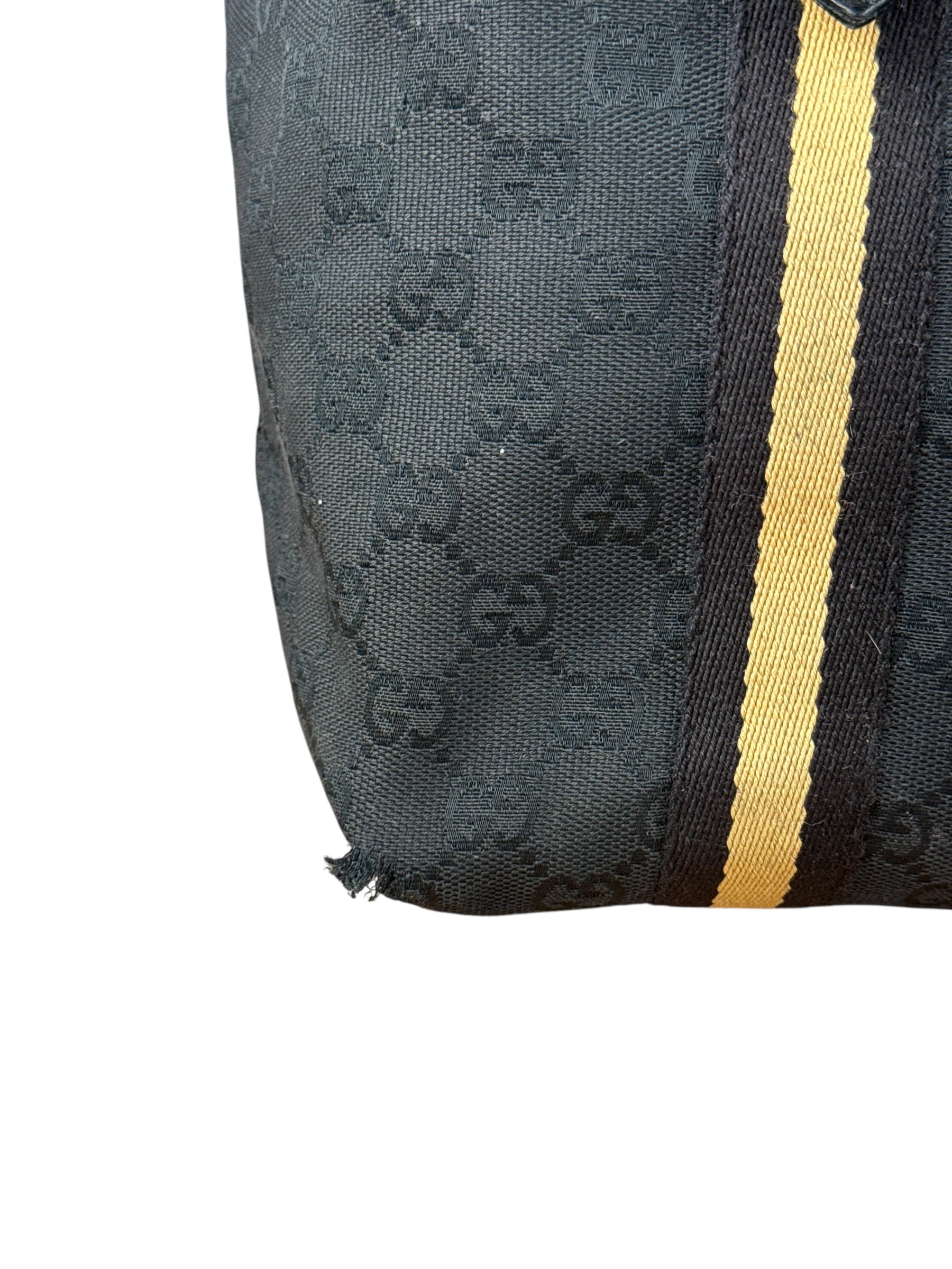 Gucci GG Vintage Black Canvas Shoulder Tote