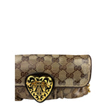 Gucci Brown Patent Leather GG Crystal Babouska Hysteria Pochette