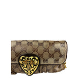 Gucci Brown Patent Leather GG Crystal Babouska Hysteria Pochette