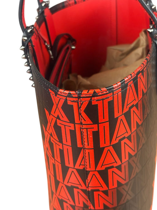 Christian Louboutin Black/Red Leather Xtian Print Cabata Tote