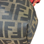 Fendi Beige/Red Leather Trim Zucca Chef Flap Bag