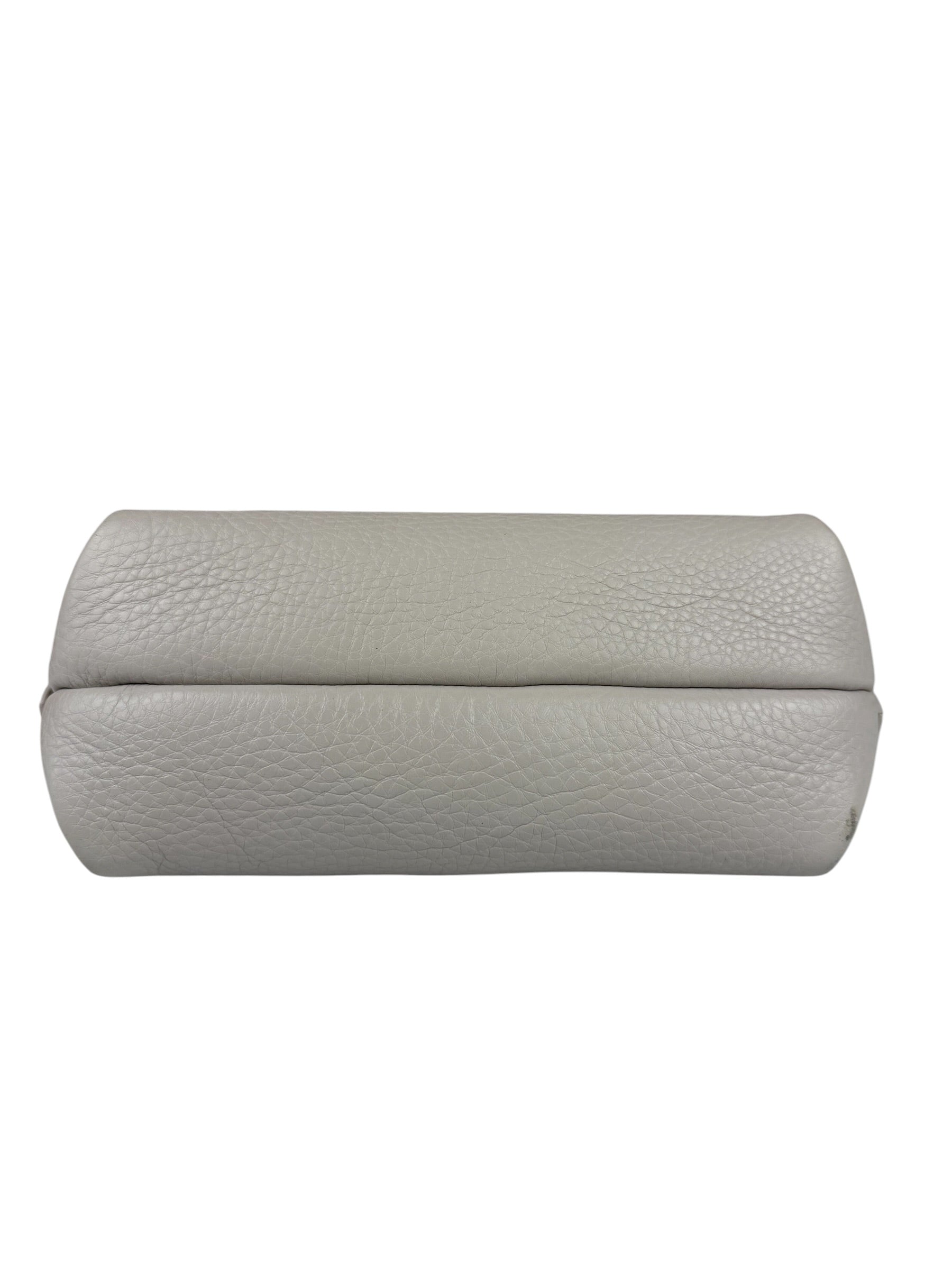 Brunello Cucinelli Ivory Grained Leather Shoulder Bag