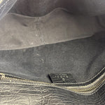 Gucci Black Leather Trim Horsebit GG Chain Shoulder Bag