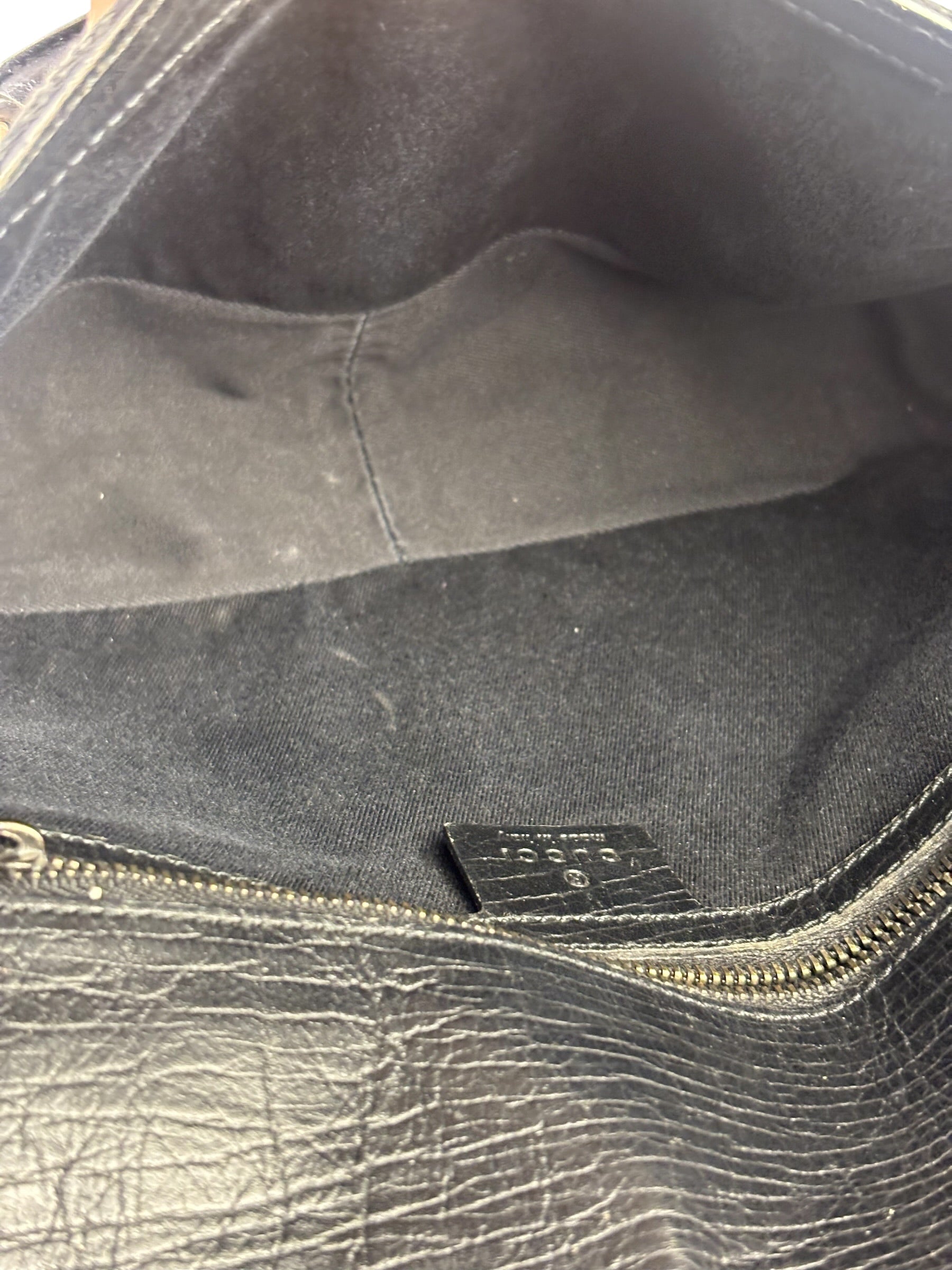 Gucci Black Leather Trim Horsebit GG Chain Shoulder Bag