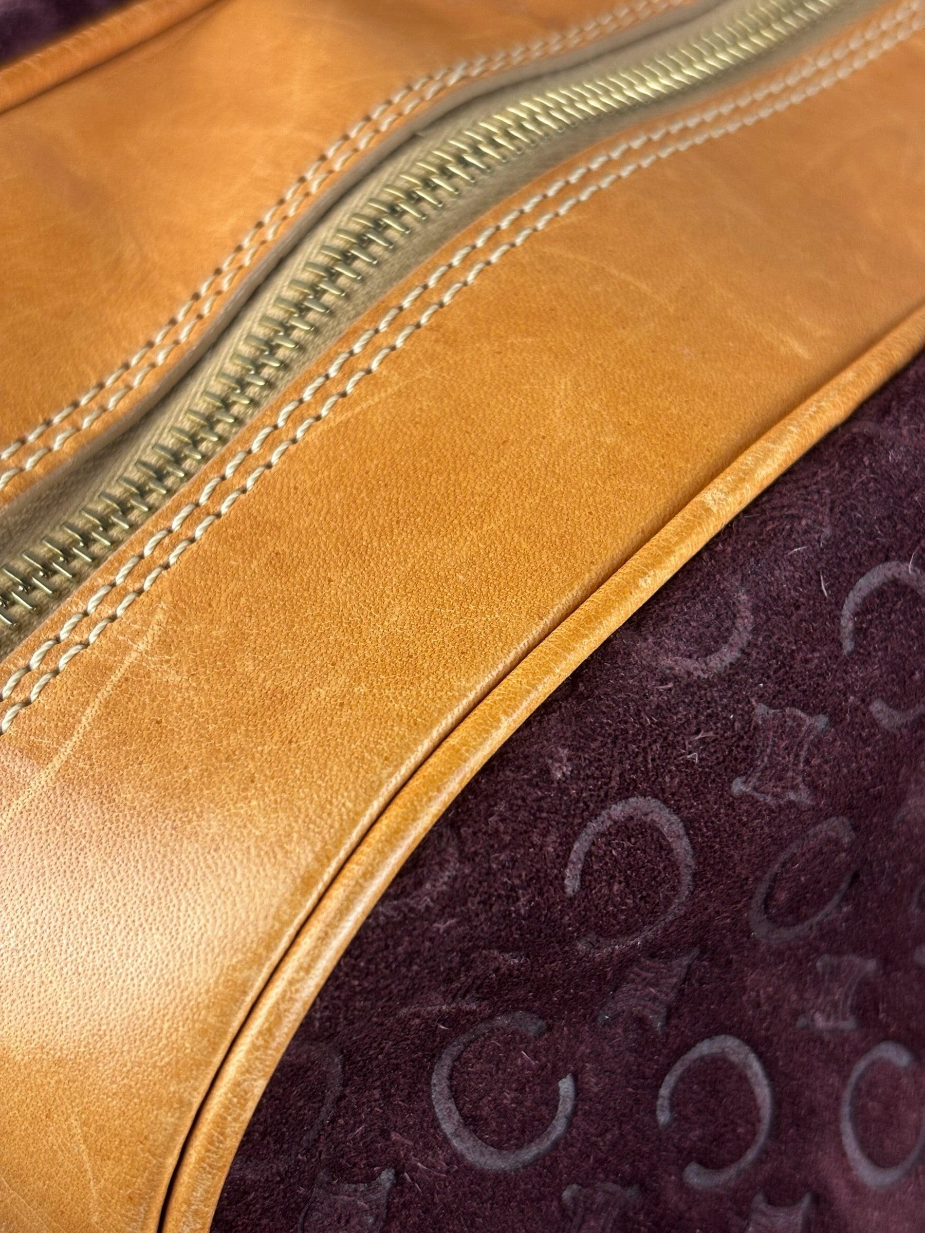 Celine Vintage Suede Macadam Leather Bowler Bag