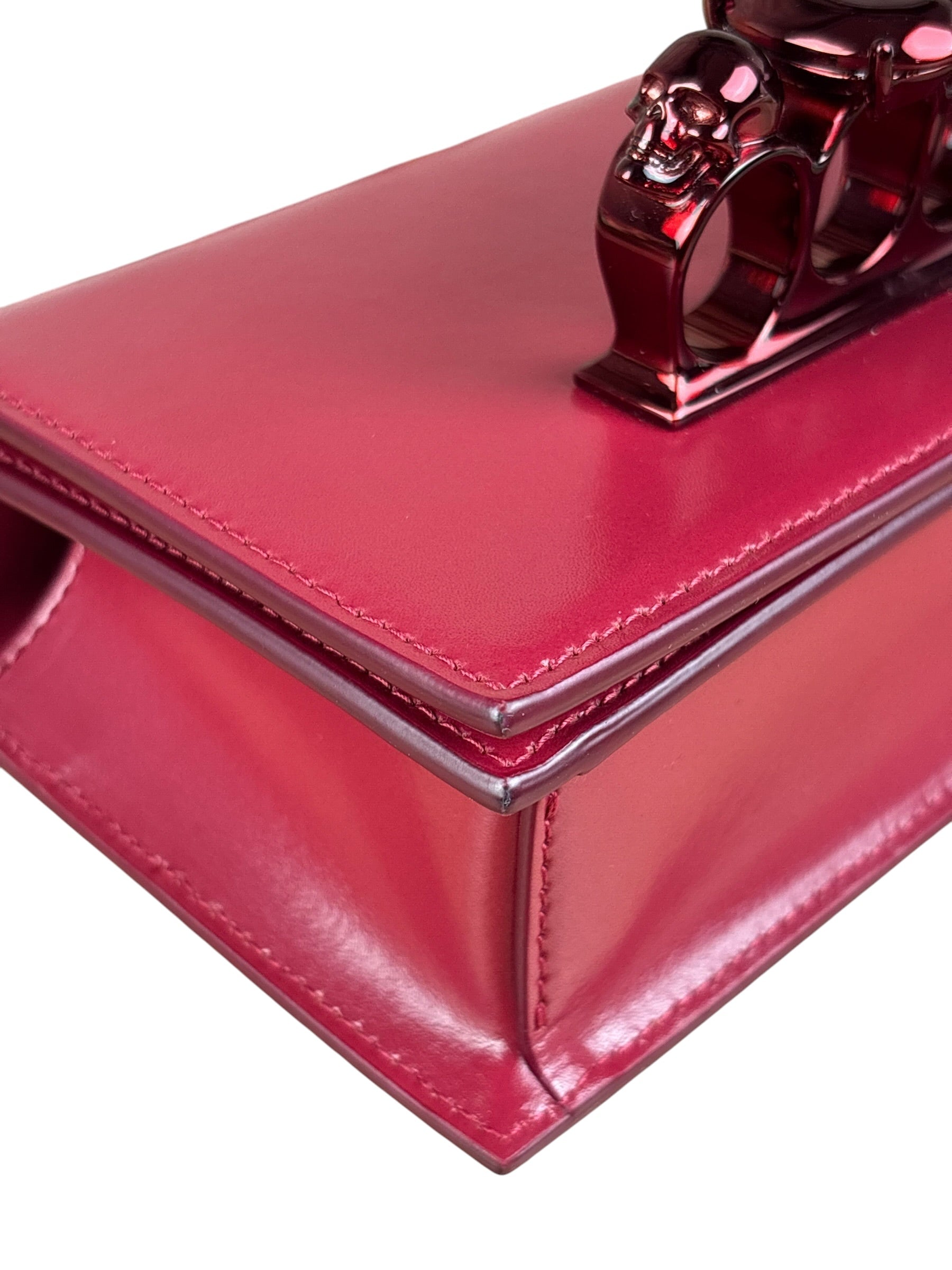 Alexander McQueen Red Leather Mini Jeweled Knuckle Shoulder Bag