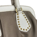 Prada Beige Vitello Trimmed Canapa Bag