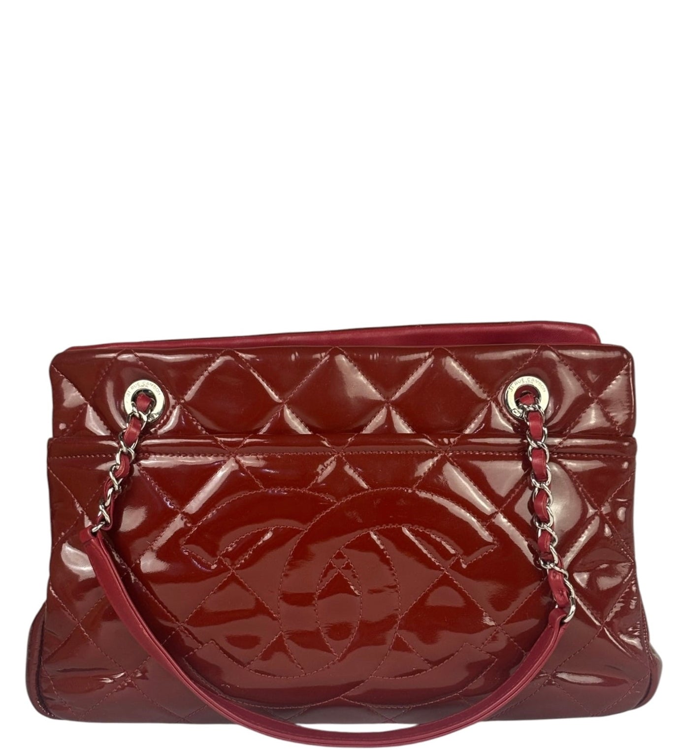 Chanel Red Patent Leather Chain Shoulder Bag 2012