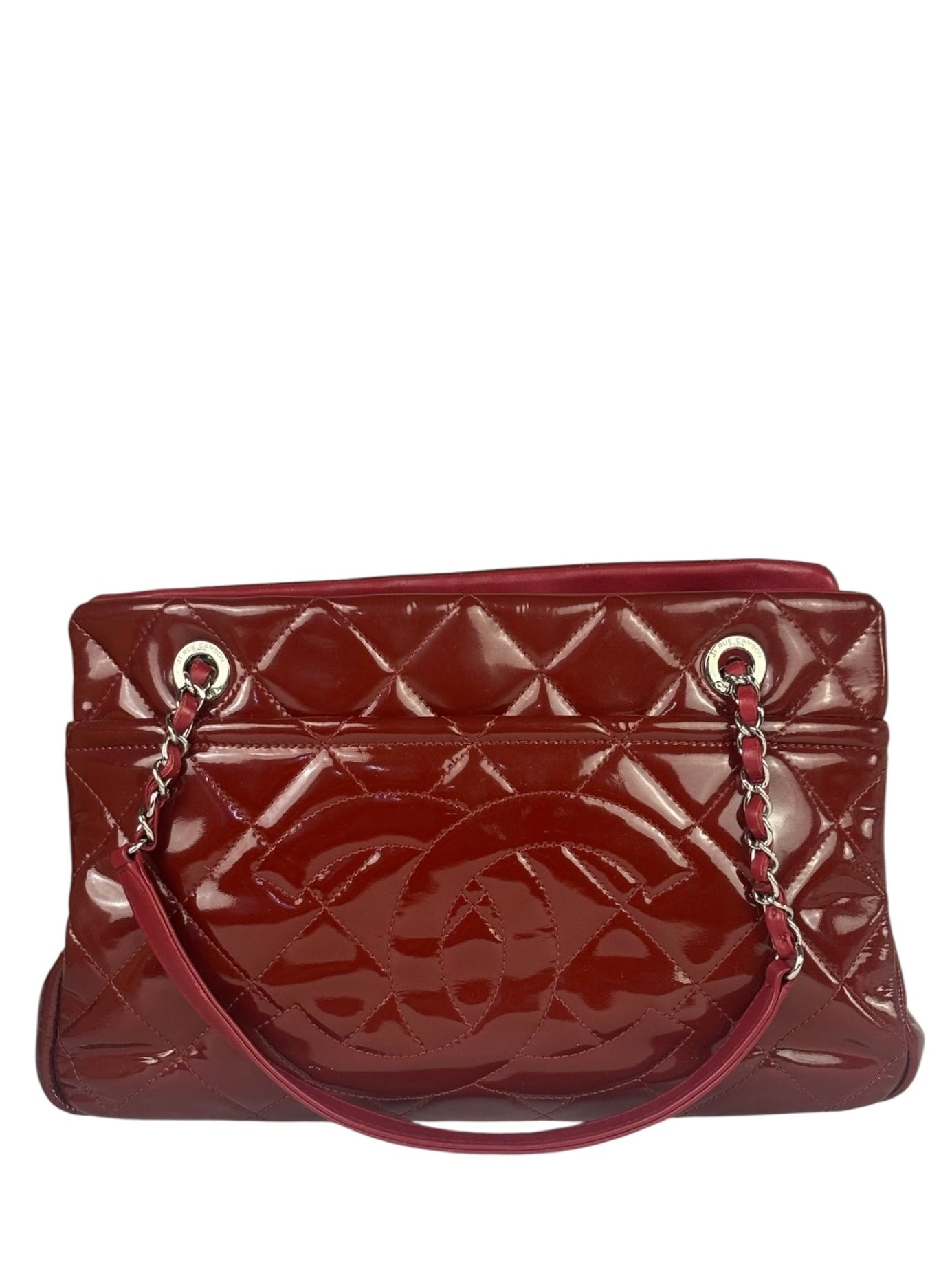 Chanel Red Patent Leather Chain Shoulder Bag 2012