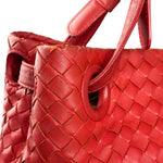 Bottega Veneta Red Leather Intrecciato Garda Woven Hobo Bag