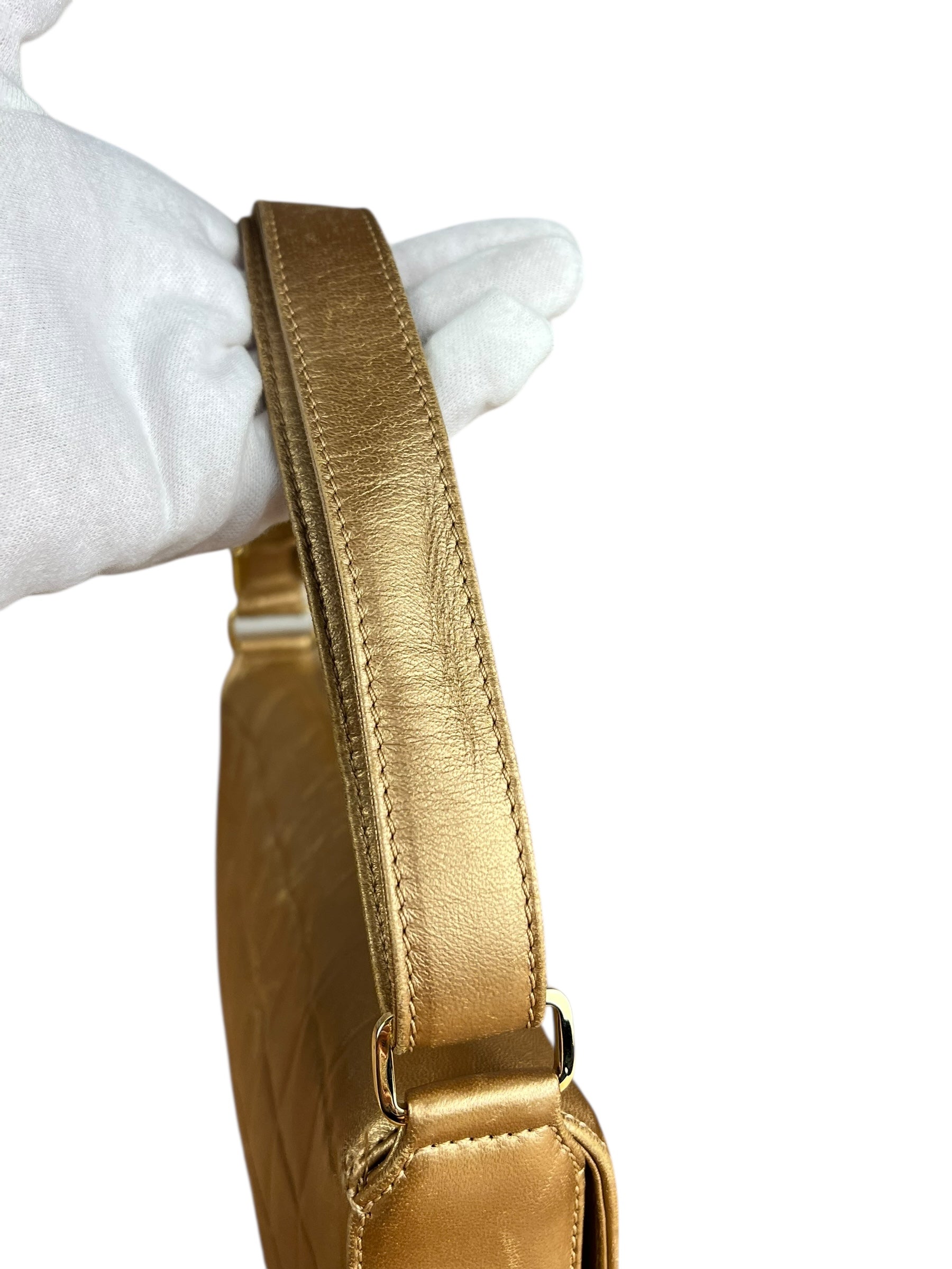 Chanel Gold Leather East West Shoulder Bag 2001