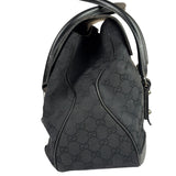 Gucci Black Leather Trim GG Horsebit Shoulder Bag