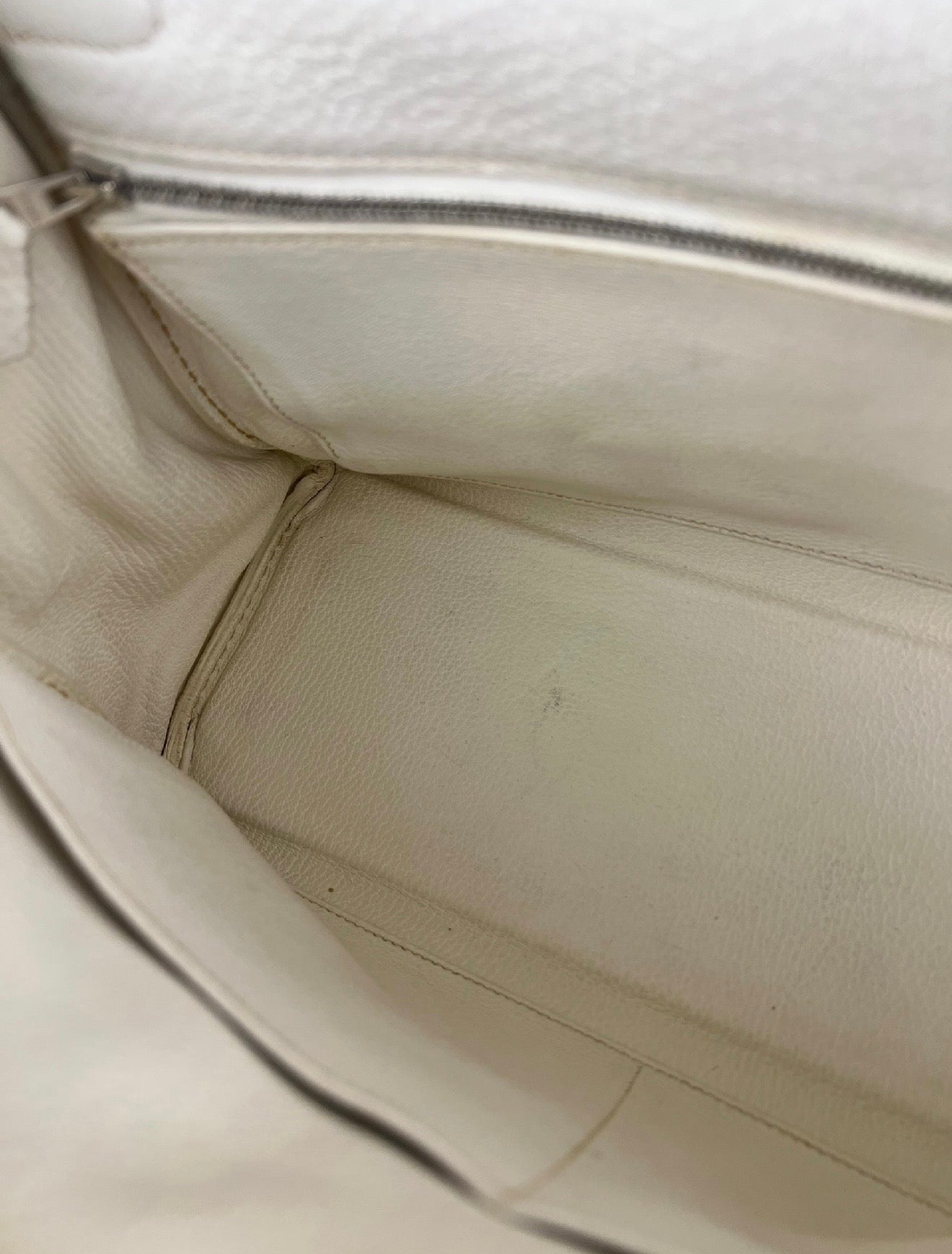 Hermes Kelly 32 White Clemence Leather Handbag 2008