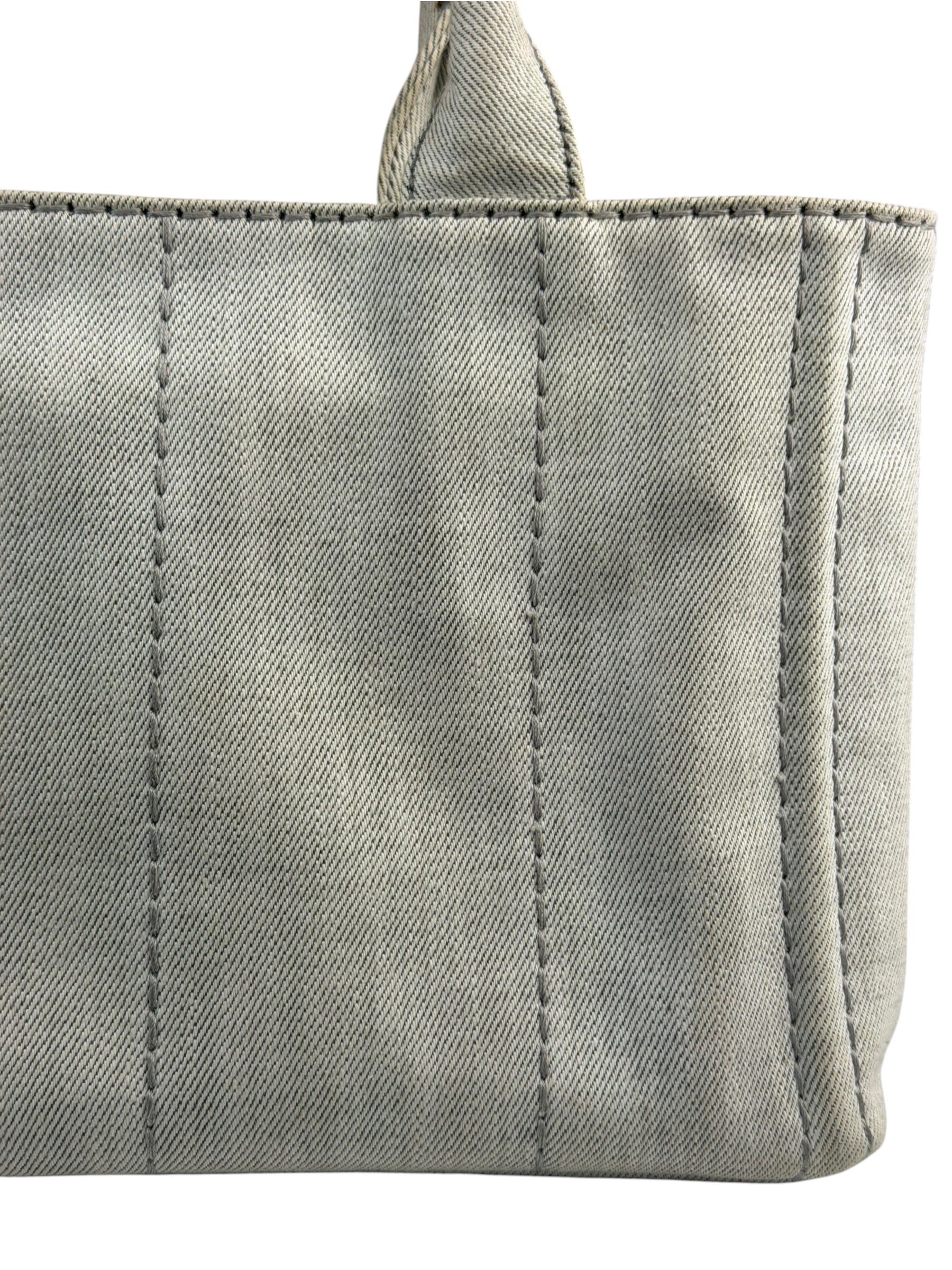 Prada Grey Denim Canapa Logo Tote