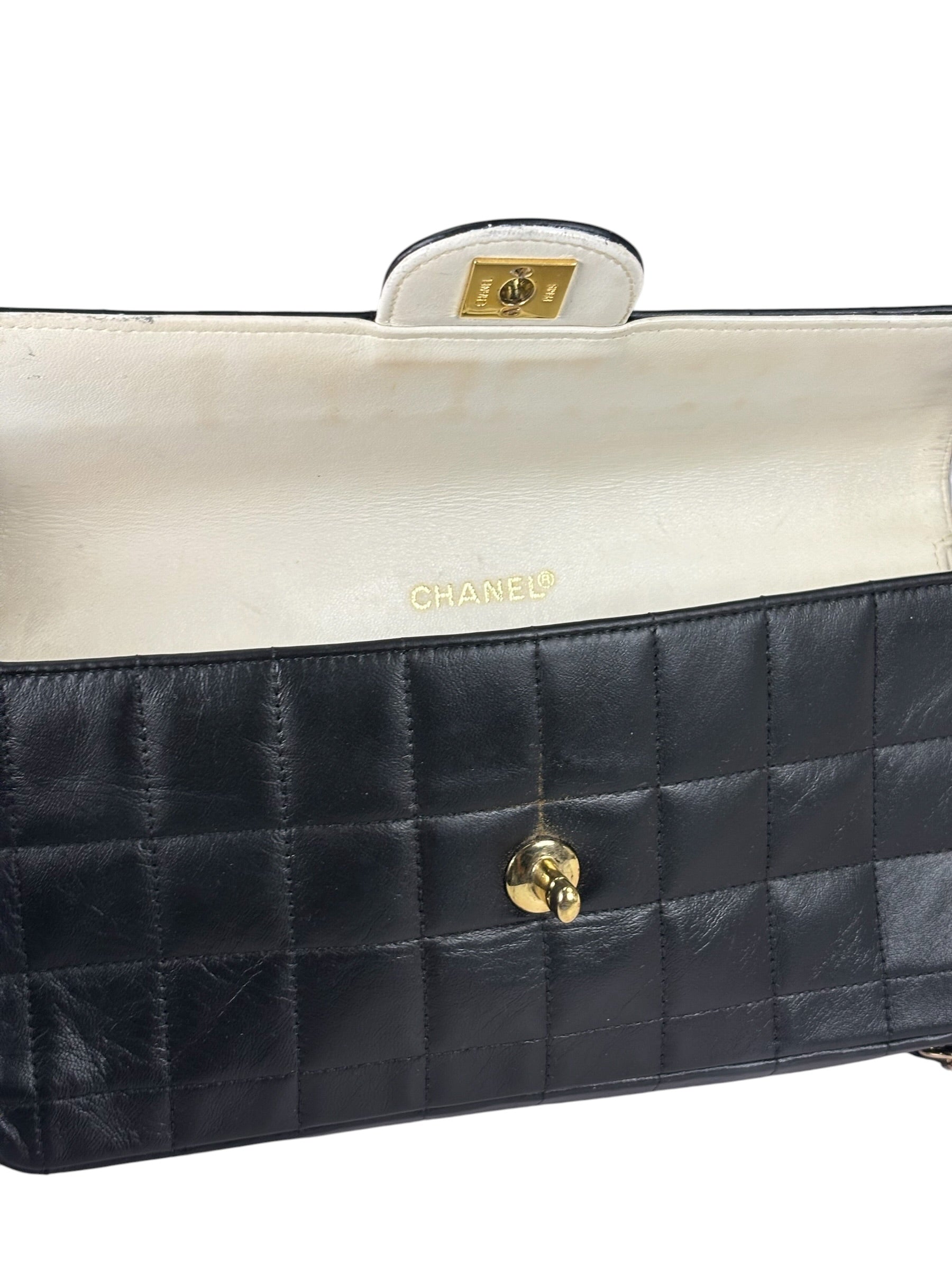 Chanel Black Chocolate Bar East West Flap Bag 2002