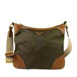 Prada Green/Brown Nylon/Leather Trim Crossbody Bag