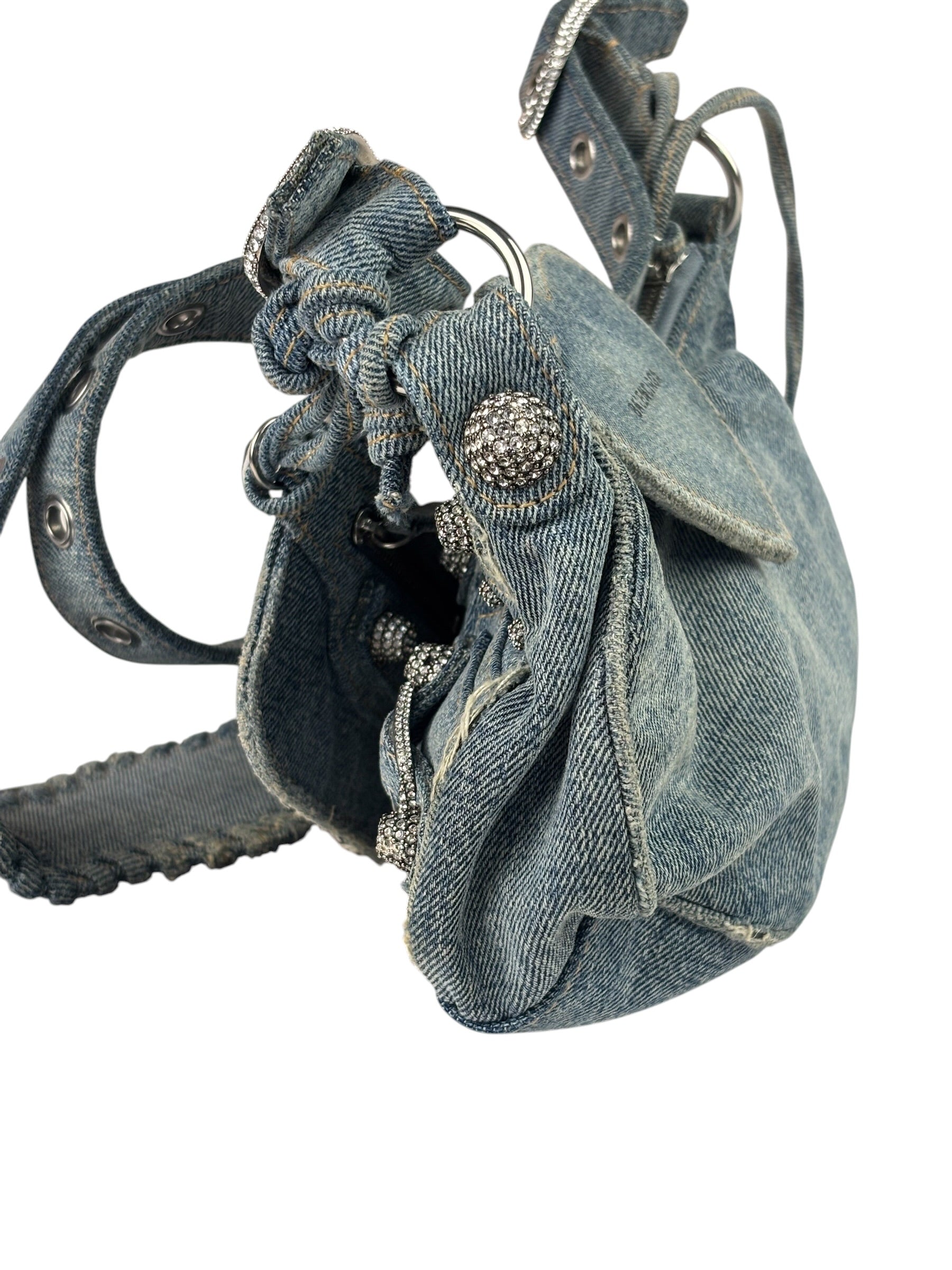 Balenciaga Denim Le Cagole Rhinestones Crossbody Bag