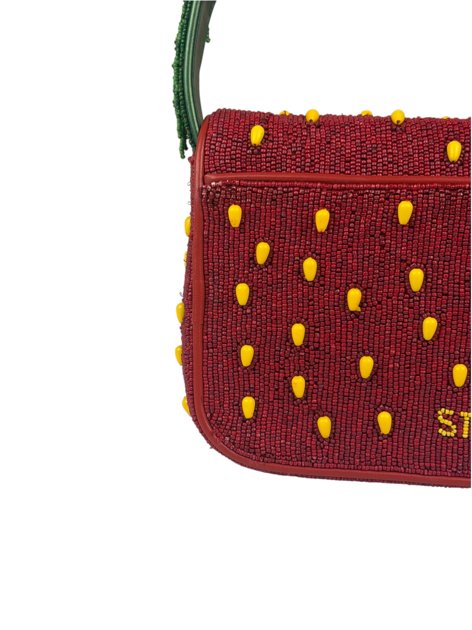 STAUD Strawberry Red Tommy Beaded Bag