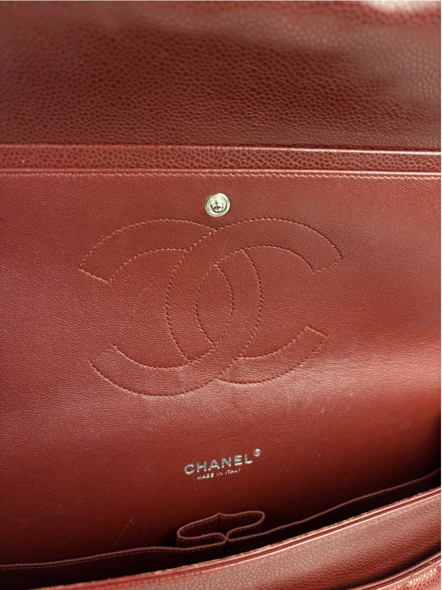 Chanel Burgundy Quilted Leather Jumbo Classic Double Flap Bag 2011