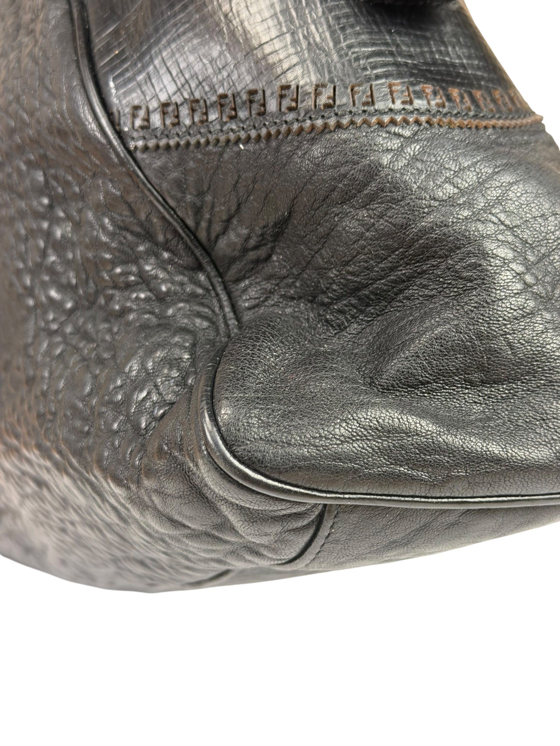 Fendi Black Leather Etniko Du Jour Shoulder Bag