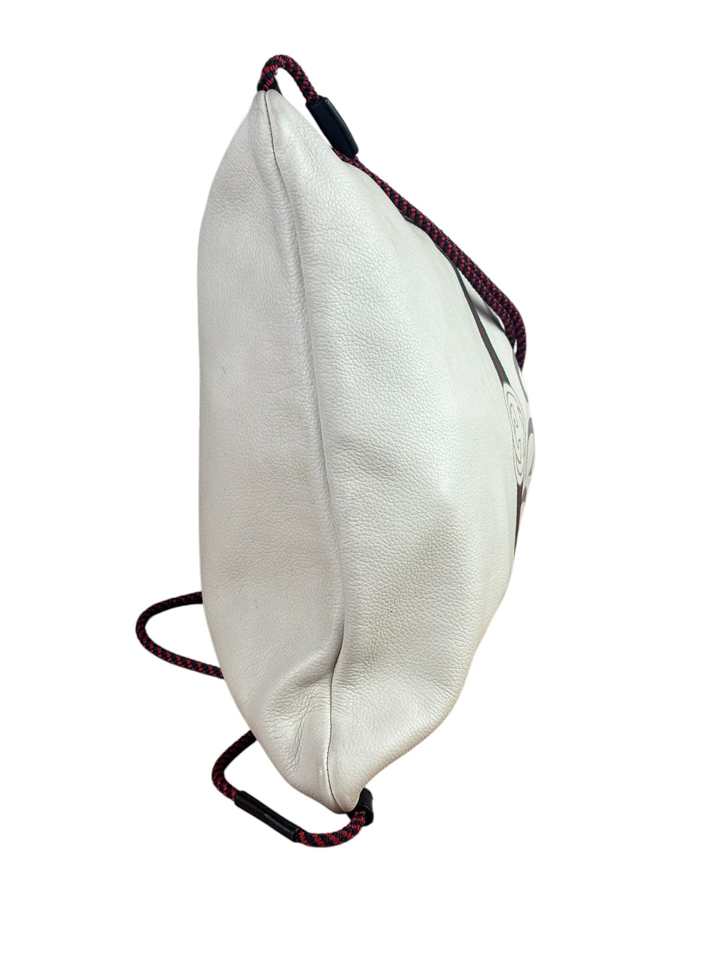 Gucci White/Black Leather Logo Drawstring Backpack