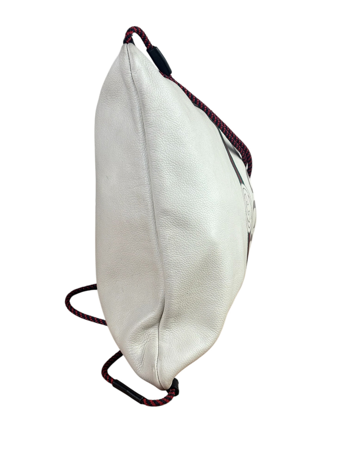 Gucci White/Black Leather Logo Drawstring Backpack
