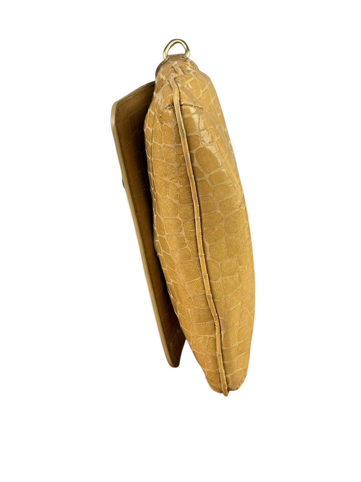 Cult Gala Beige Crocodile Embossed Patent Leather Two-Way Flap Bag