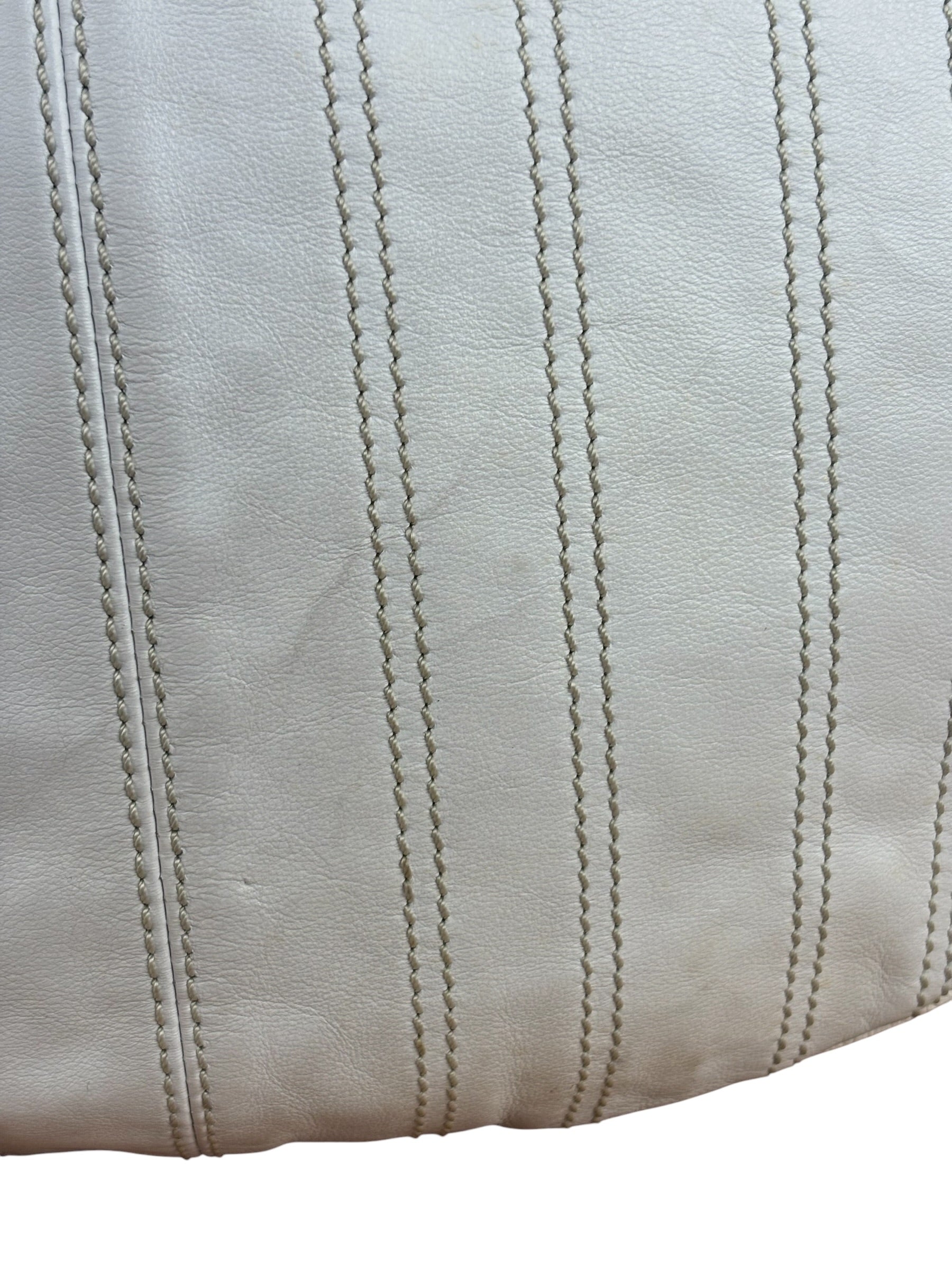 Celine Vintage White Leather Stitch Hobo Shoulder Bag