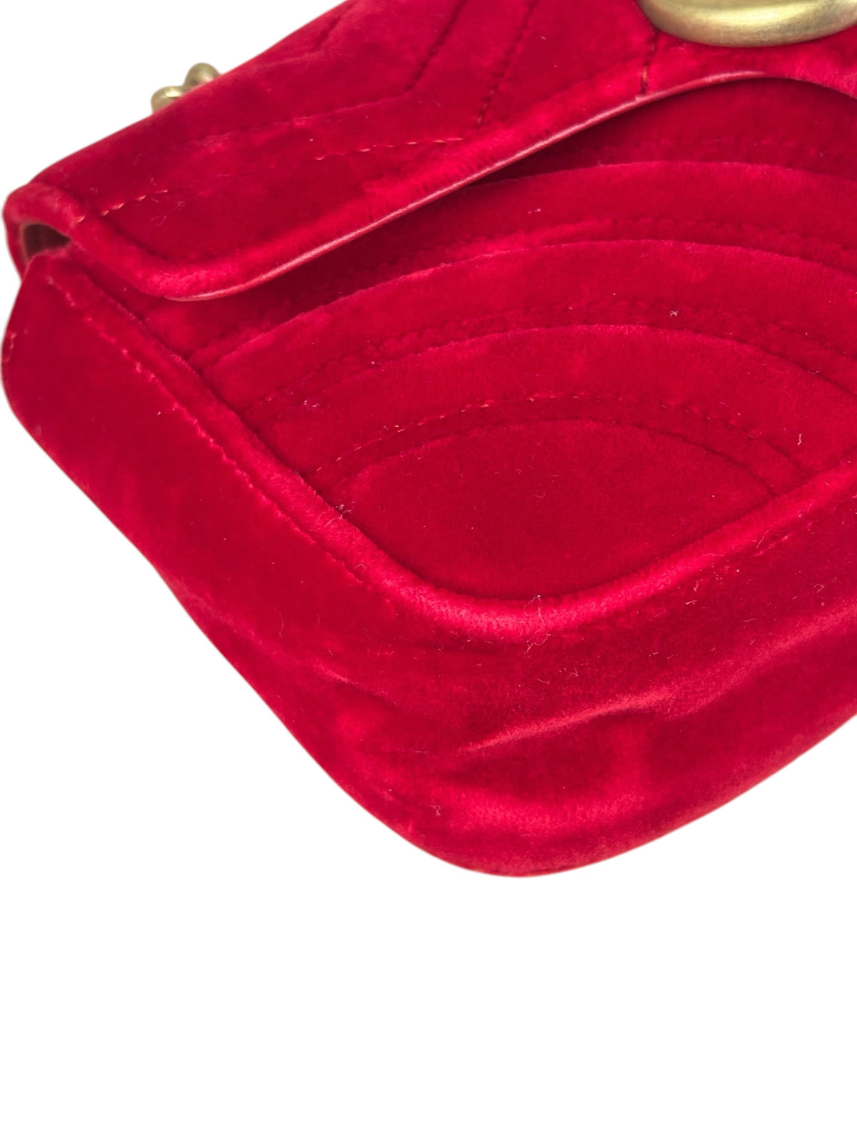 Gucci Hibiscus Red Velvet Matelasse GG Marmont Flap Bag
