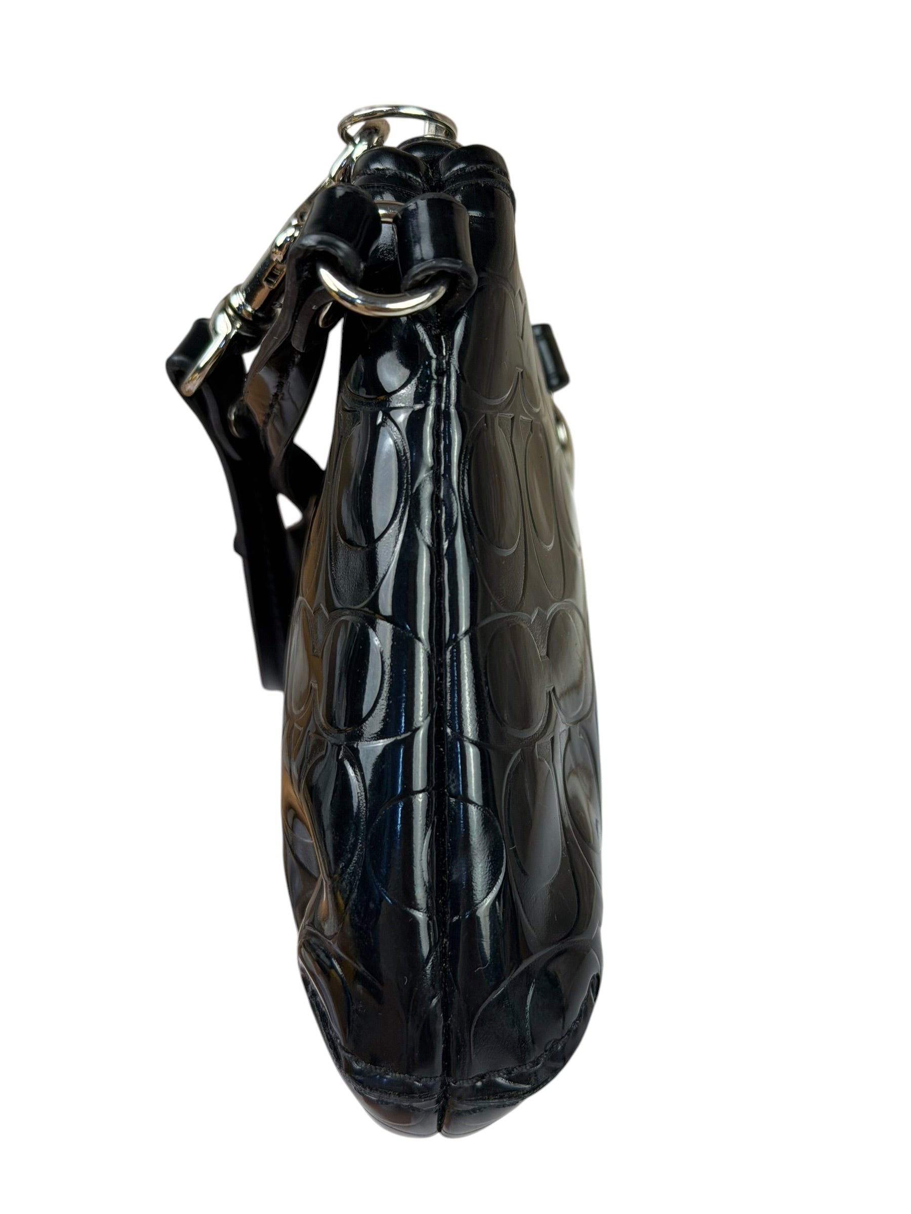 Coach Black Patent Leather Heart & Bow Wristlet
