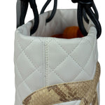 Chanel Vintage White Quilted CC Snake Cambon Ligne Tote 2004