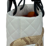 Chanel Vintage White Quilted CC Snake Cambon Ligne Tote 2004