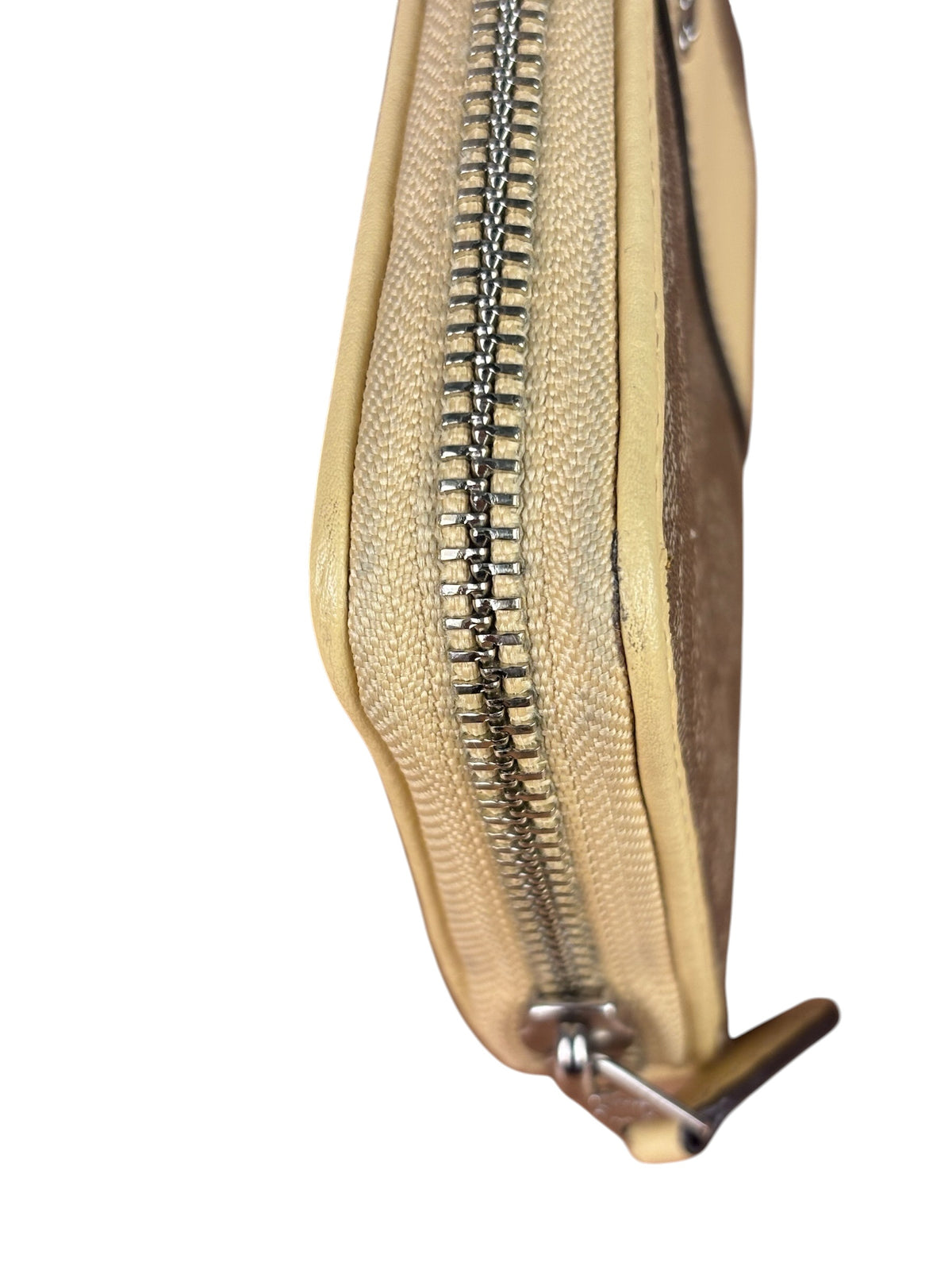 Coach Beige/Brown Leather C Signature Zip-Around Long Wallet