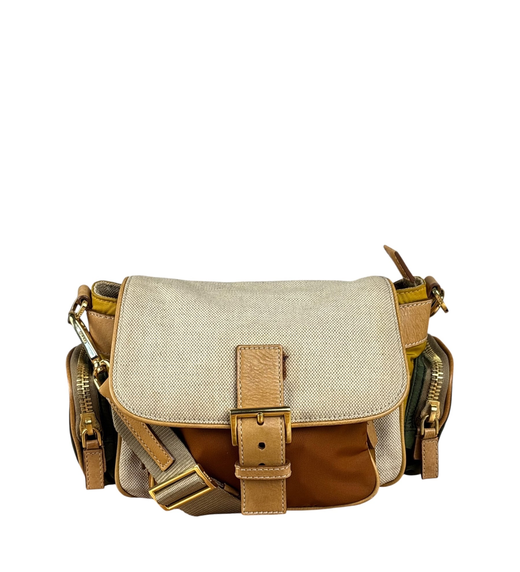 Prada Multicolor Leather Trim Sac Multi-Poches Crossbody Bag