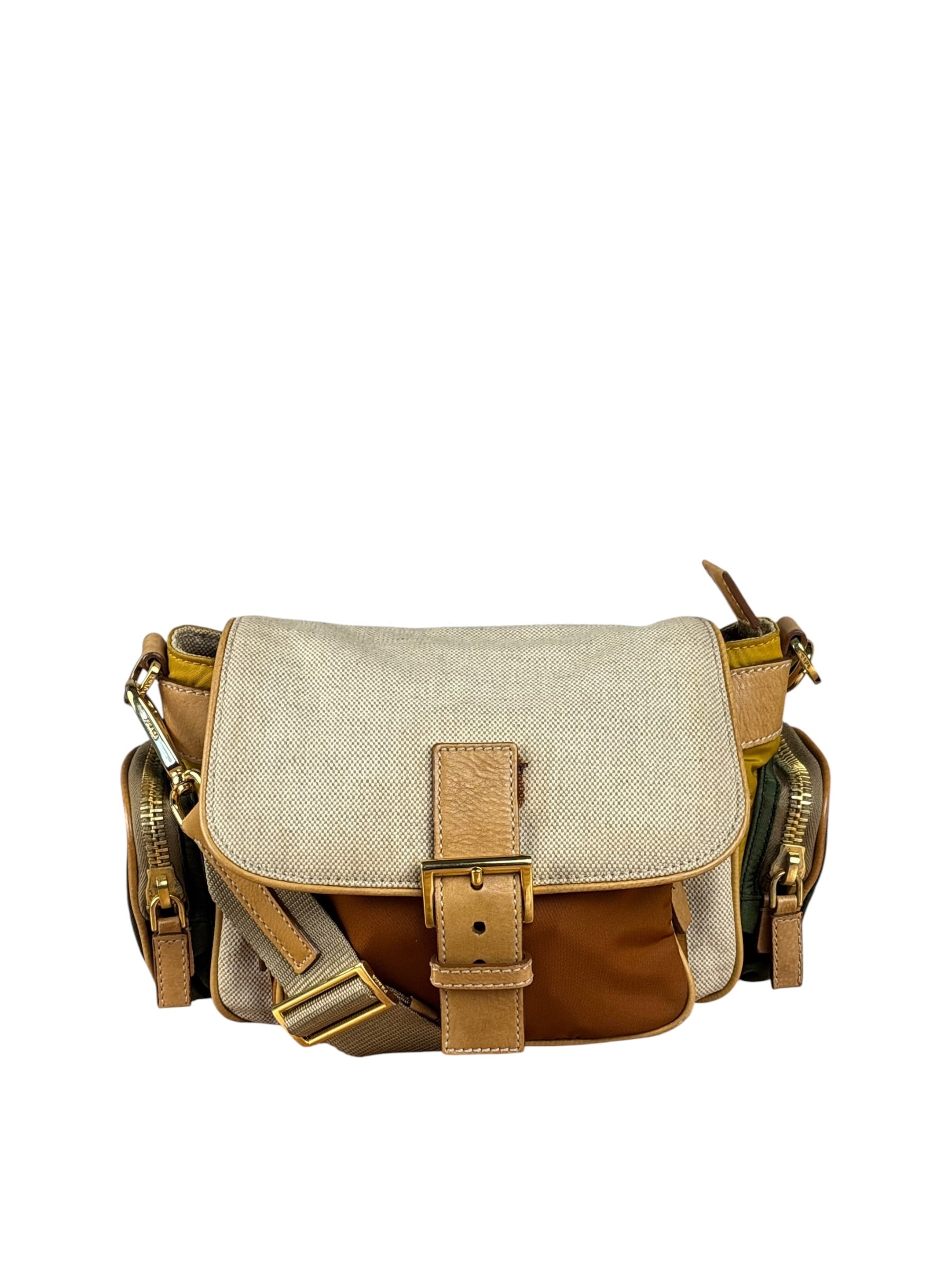 Prada Multicolor Leather Trim Sac Multi-Poches Crossbody Bag