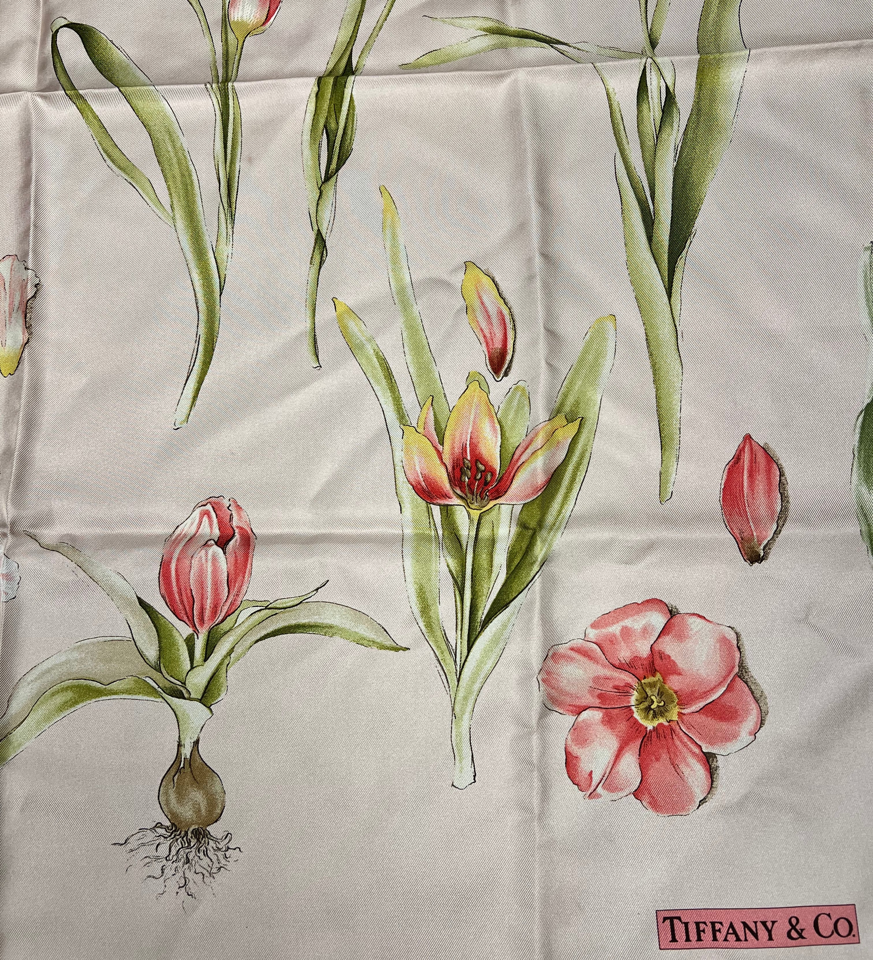 Tiffany & Co. Pink Rose Petal Silk Scarf