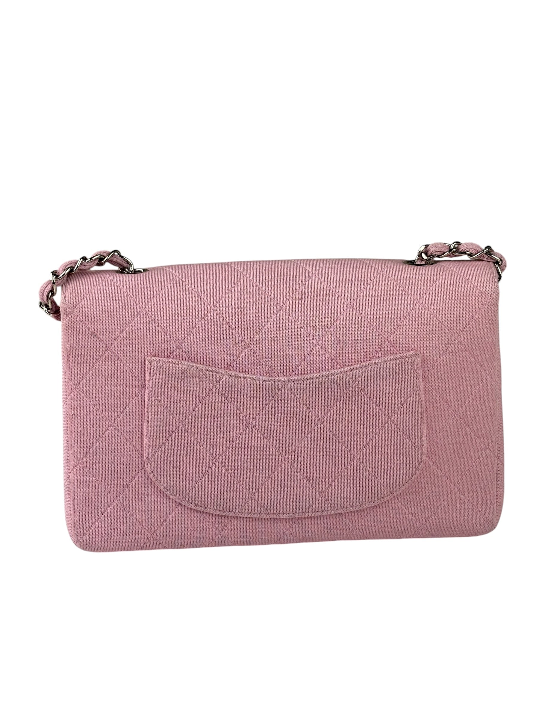 Chanel Pink Quilted Jersey Classic Flap Bag 1997