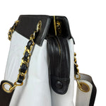 Chanel Vintage Black/White Leather CC Chain Tote '89-'91