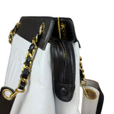 Chanel Vintage Black/White Leather CC Chain Tote '89-'91