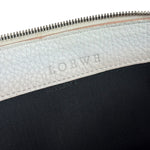 Loewe White Pebbled Leather Pink Trim Mini Boat Pochette