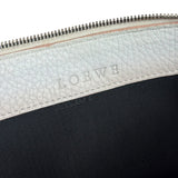 Loewe White Pebbled Leather Pink Trim Mini Boat Pochette