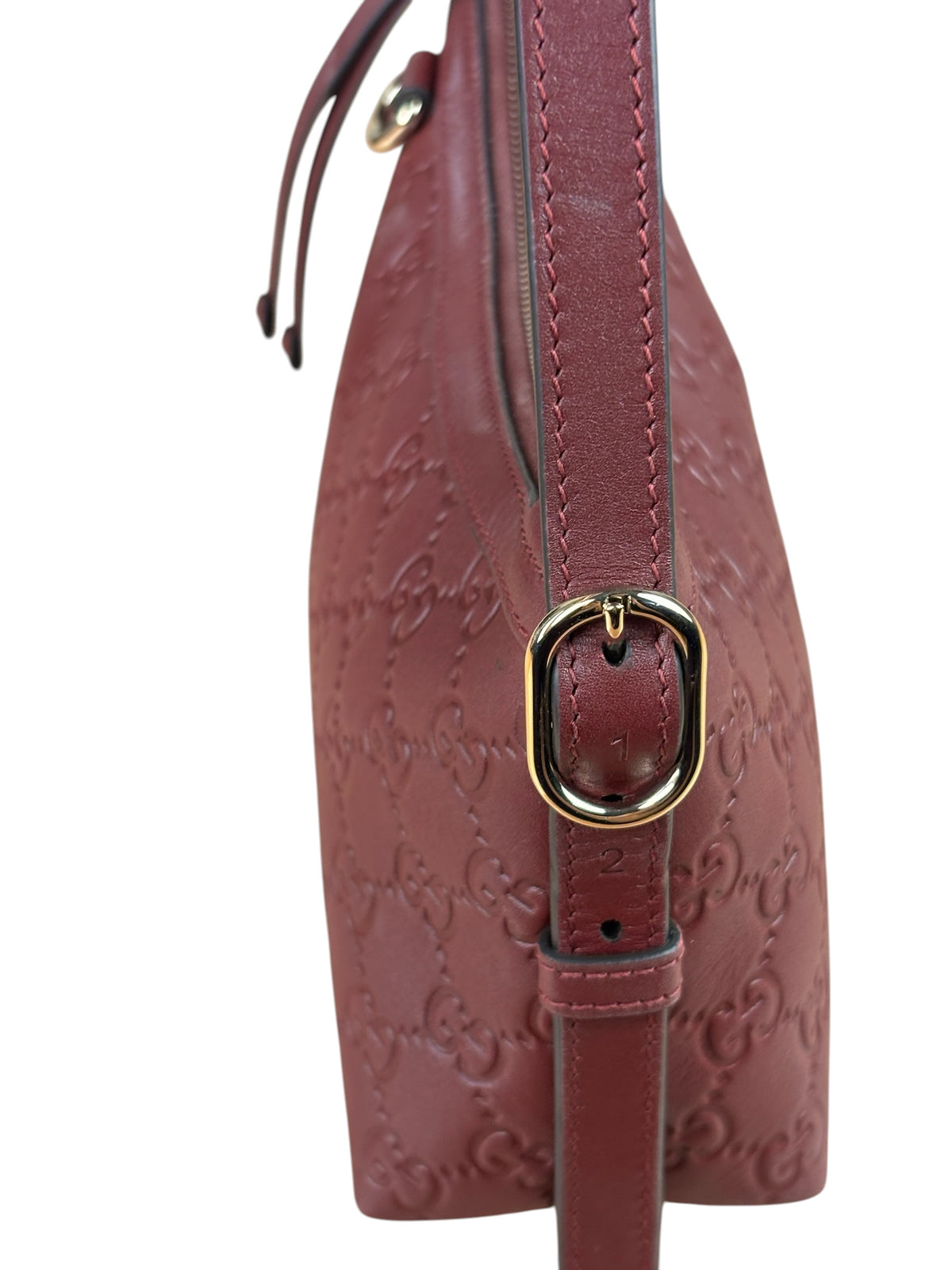 Gucci GG Emblem Red Leather Shoulder Bag