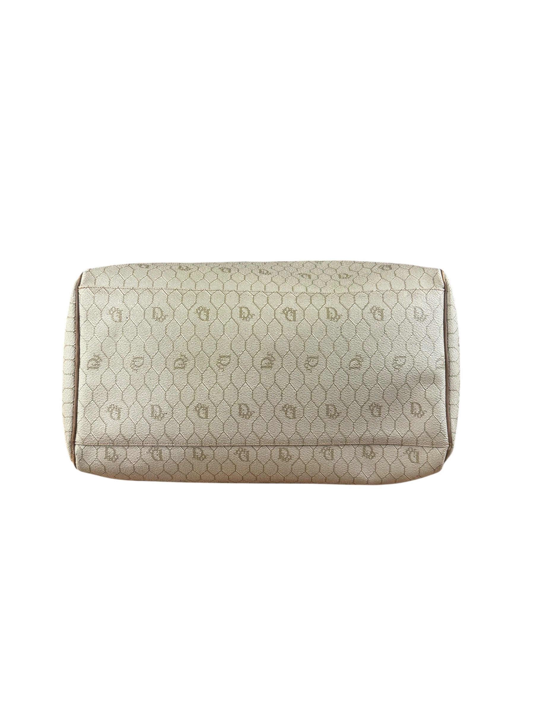 Christian Dior Vintage Beige Honeycomb Boston Bag