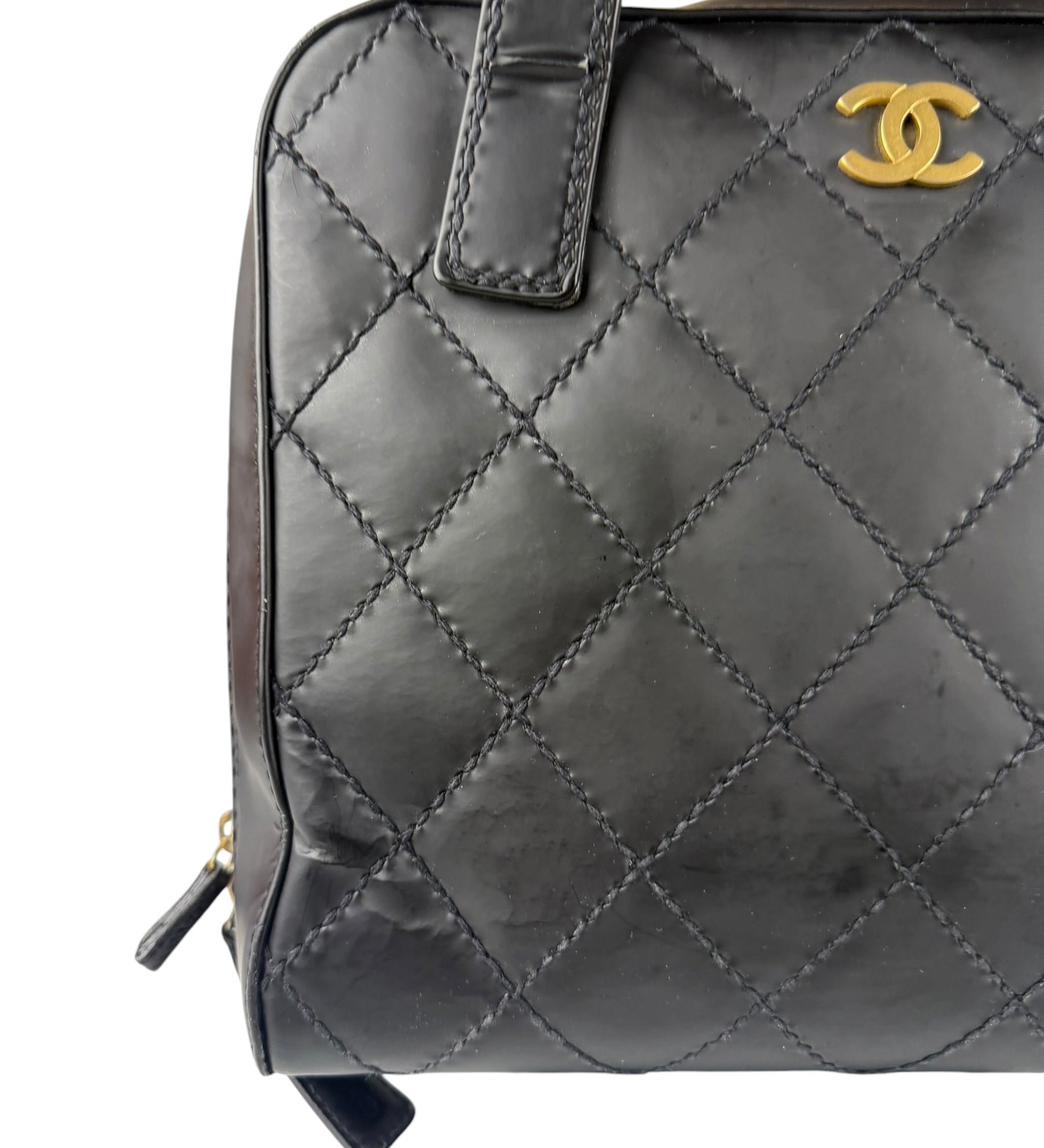 Chanel Black Leather Wild Stitch Tote Bag 2002