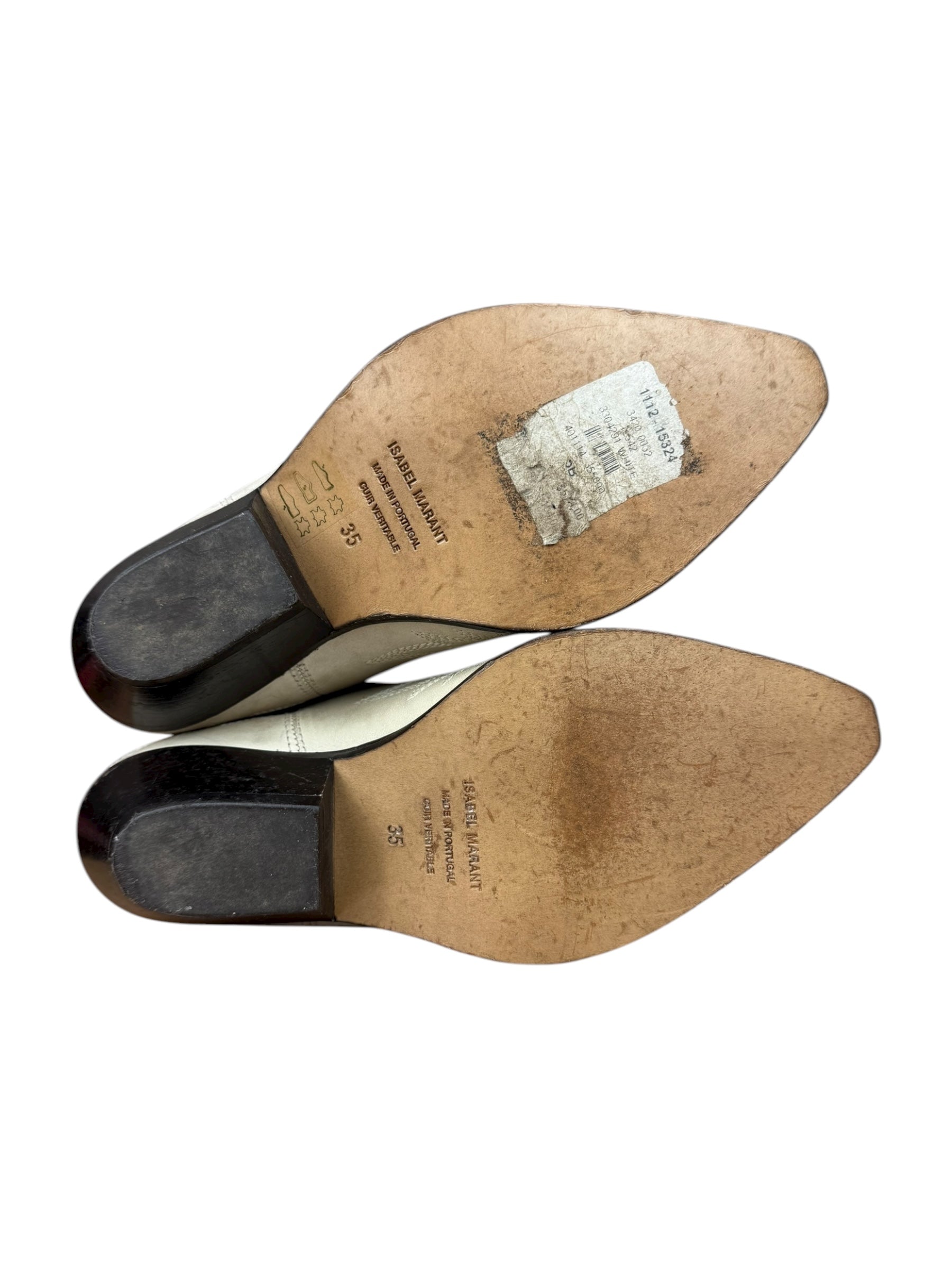 Isabel Marant White Distress Leather Western Boots