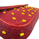 STAUD Strawberry Red Tommy Beaded Bag