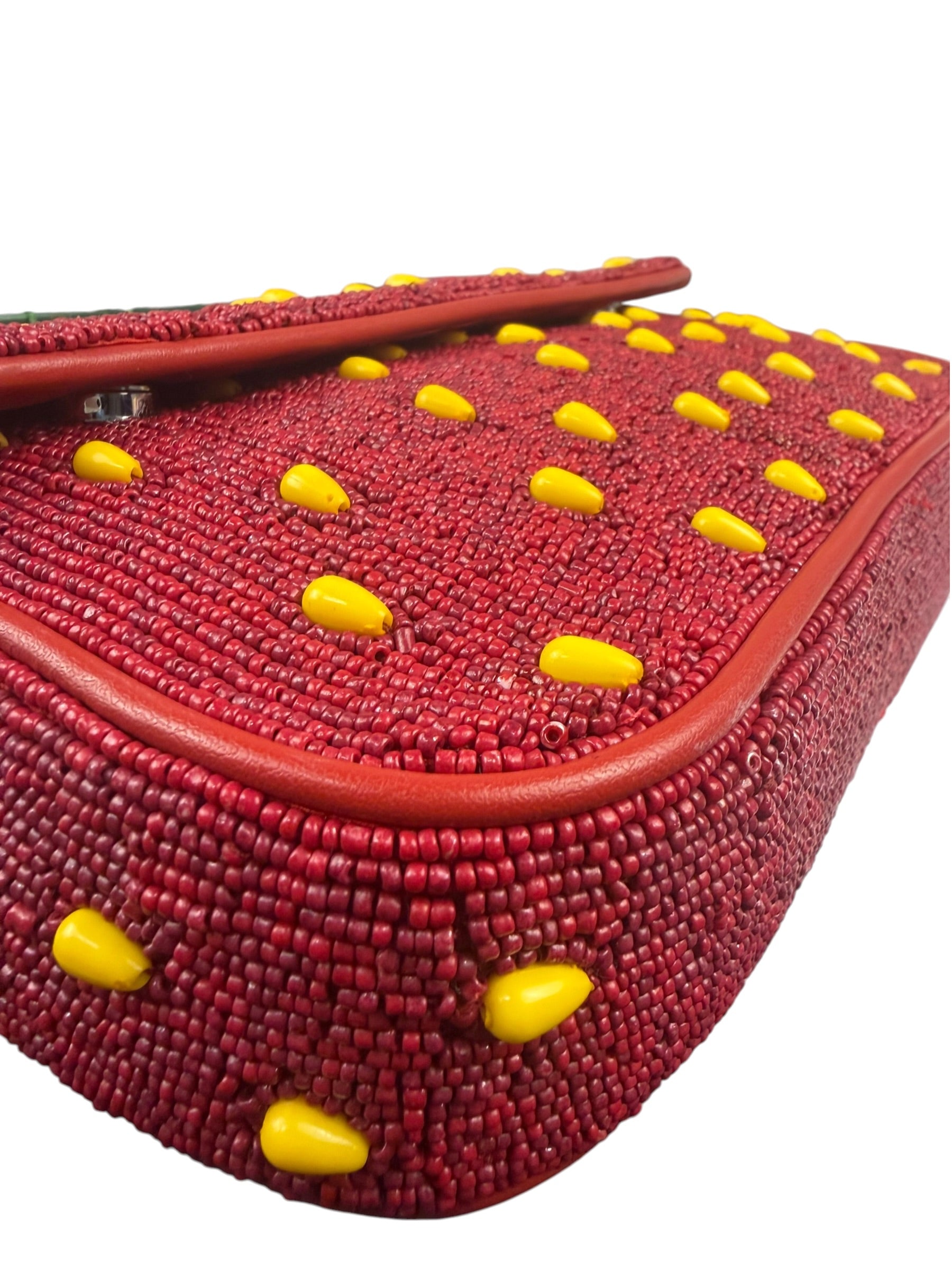 STAUD Strawberry Red Tommy Beaded Bag