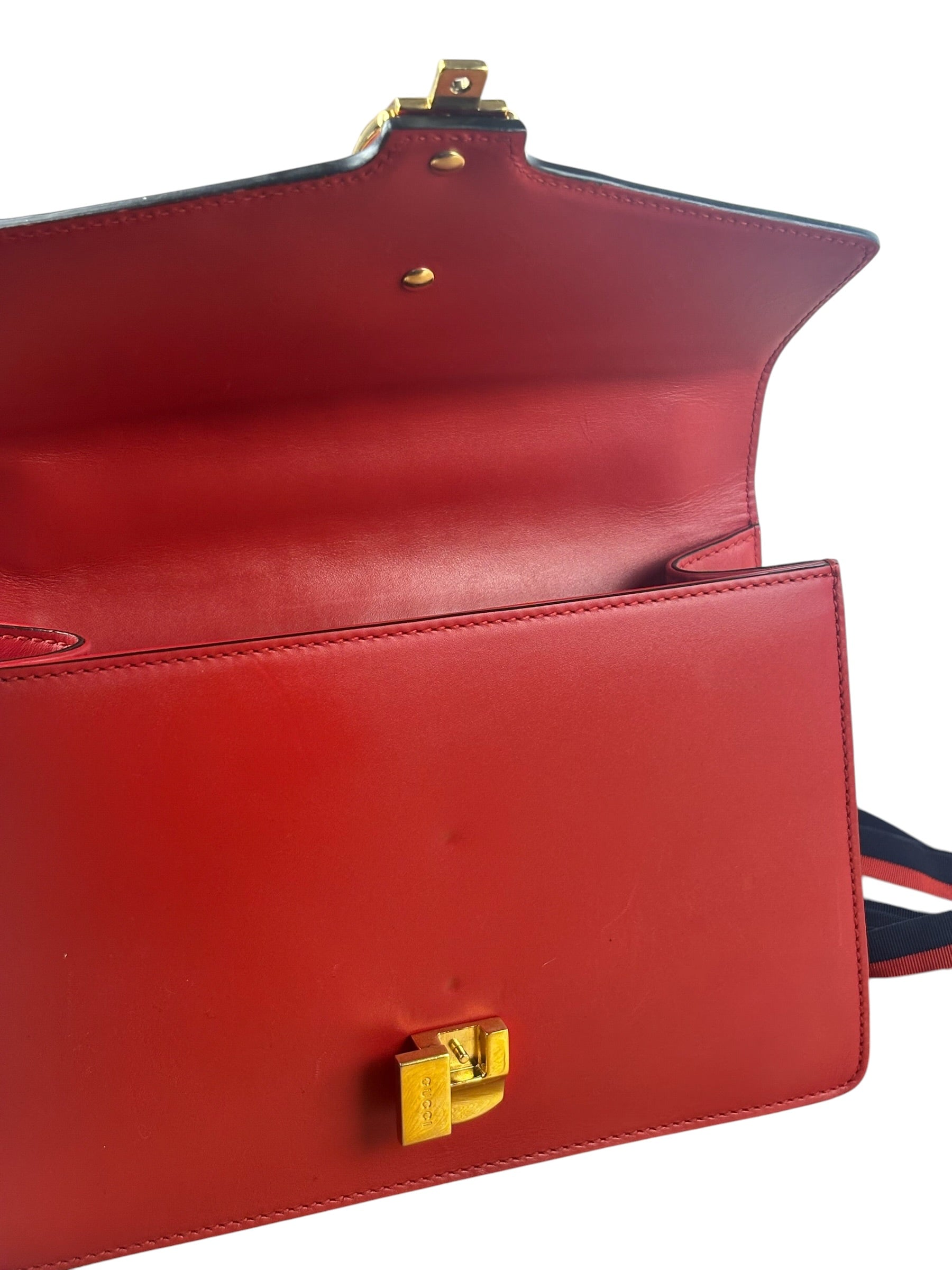 Gucci Red Leather Sylvie Shoulder Bag